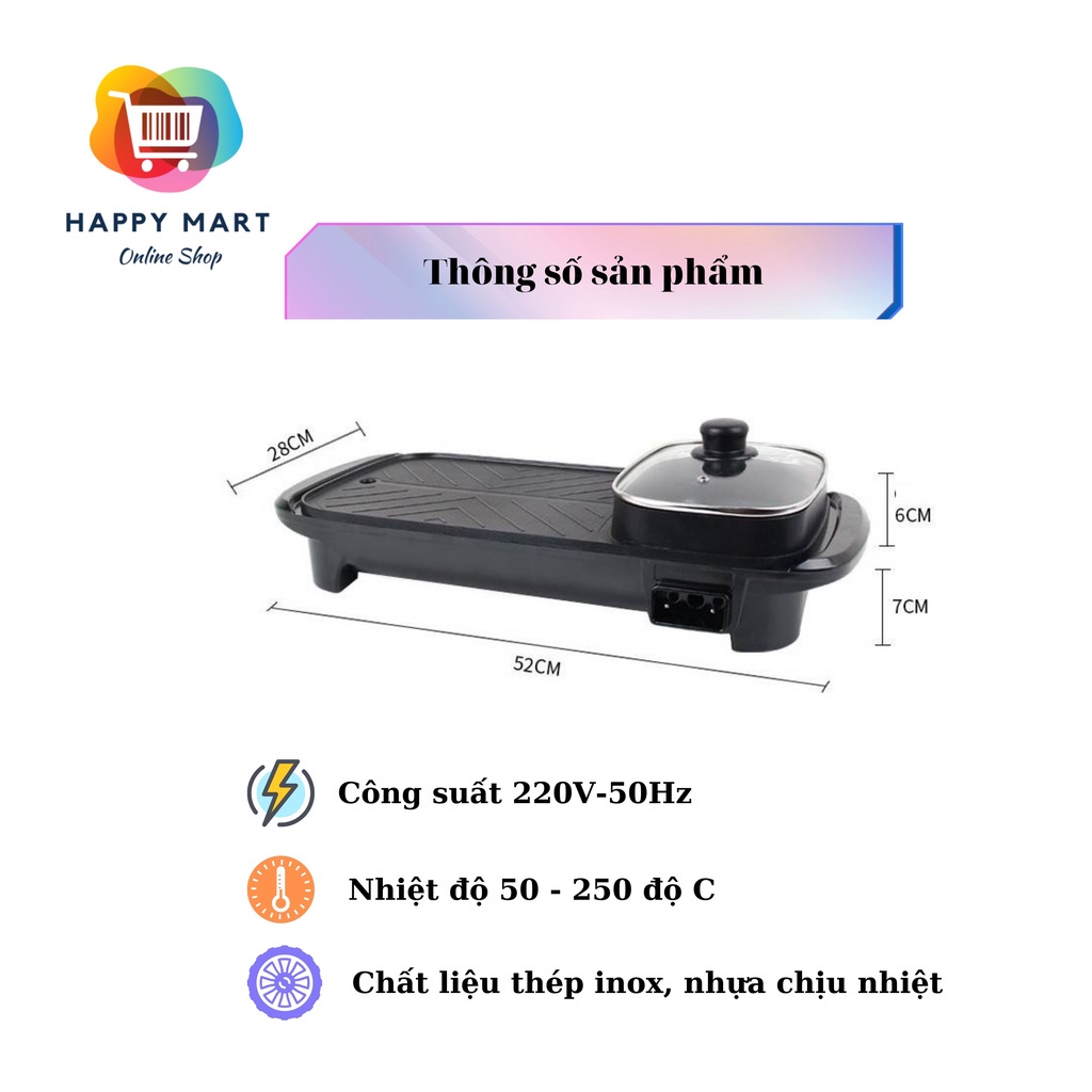 Nồi lẩu nướng Hongshuangxi đa năng 2 in 1 tiện lợi - đa nănng - tiết kiệm - Hàng Chính Hãng