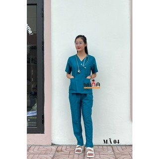 Bộ scrubs bác sĩ, quần áo y tế phẫu thuật - Màu Xanh cổ vịt VẢI CAO CẤP (Có hình ảnh thực tế)