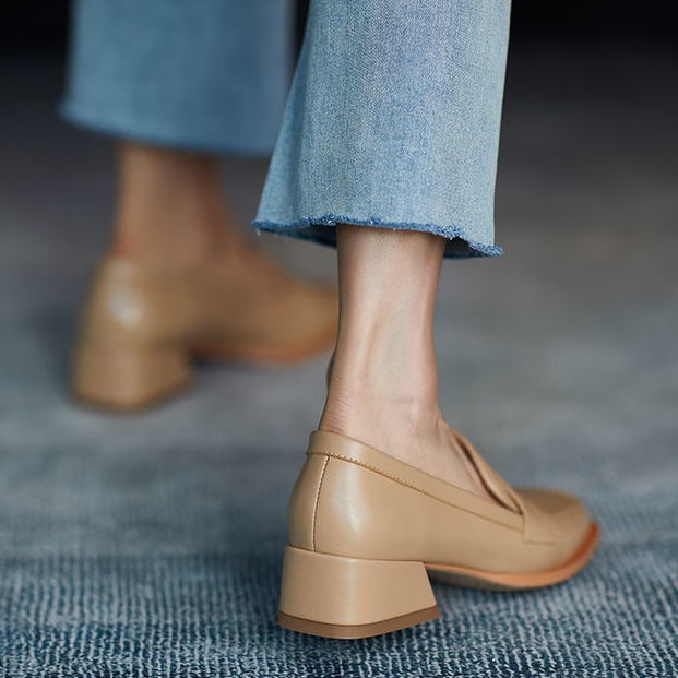 Giày Lười Mũi Vuông Đế Dày Vừa Thời Trang Xuân Thu Mới 2022 Cho Nữ