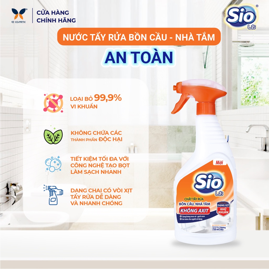 2 Chai Nước Tẩy Rửa Toilet SIO Hương Mộc 750ml - Tiện lợi và an toàn