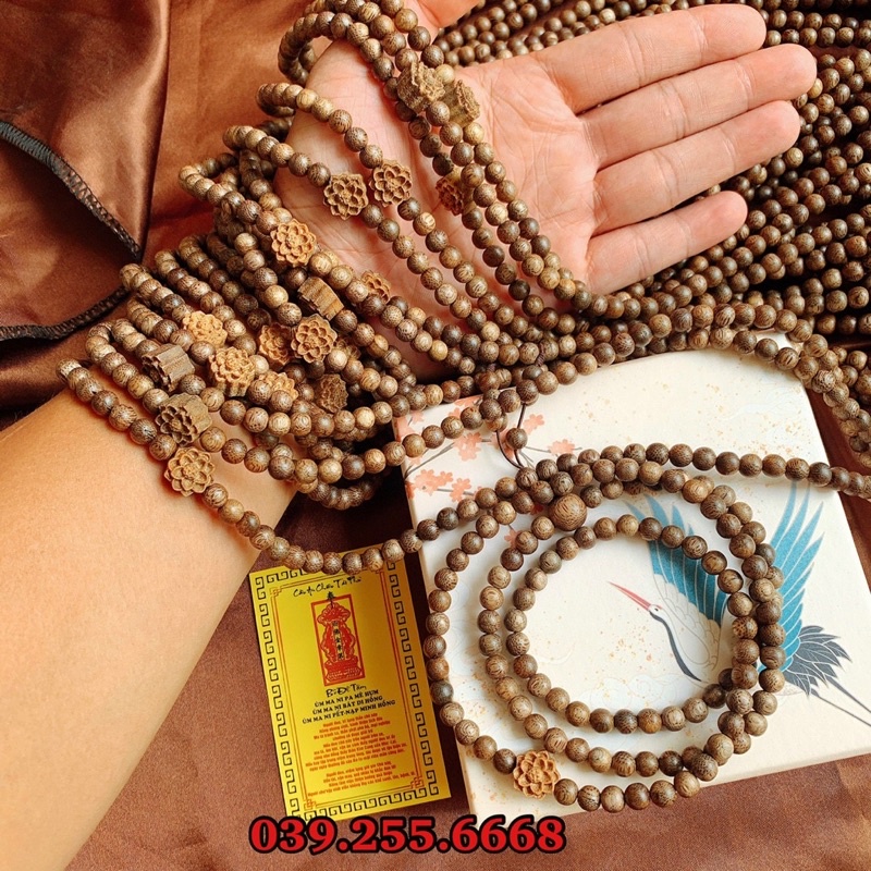 Vòng Trầm mix Hoa Sen 108 hạt giá sỉ
