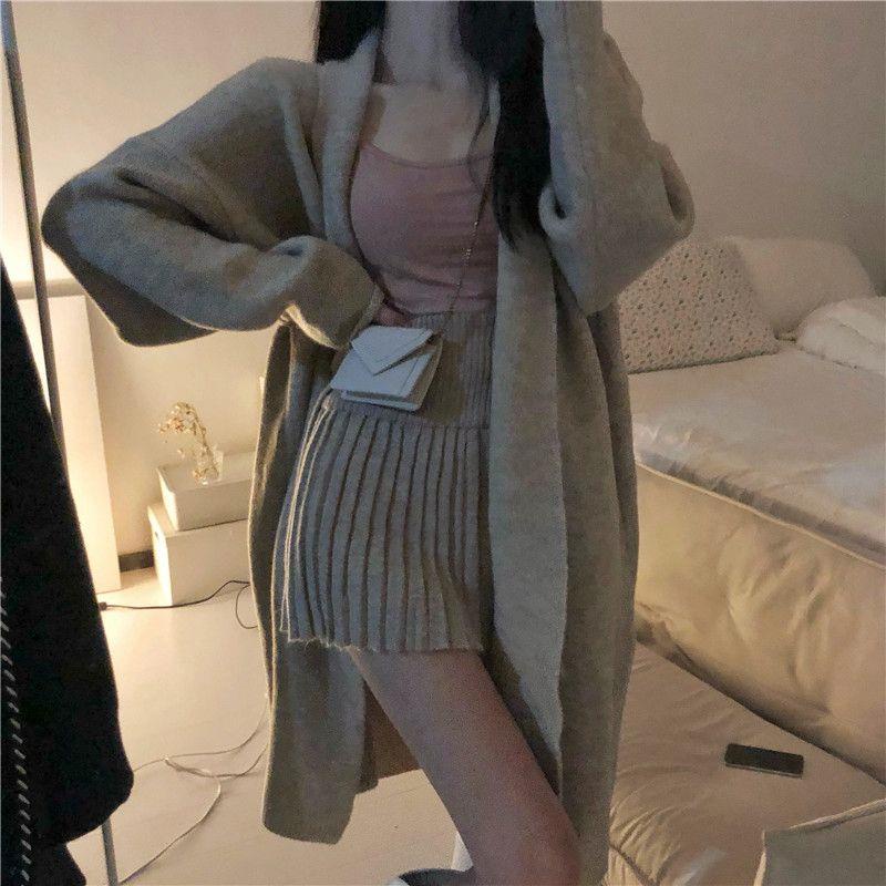 Bộ Áo Khoác cardigan + Chân Váy Yếm Thời Trang Quyến Rũ Cho Nữ