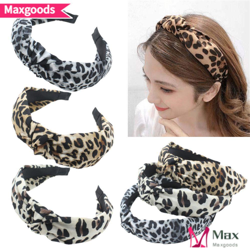 Maxg Băng Đô Bandana Thắt Chéo In Họa Tiết Da Báo Thời Trang Rửa Mặt Dành Cho Bạn Nữ