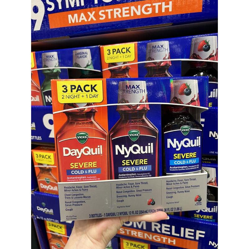 Siro ho cảm sốt Vicks DayQuil & NyQuil Cold & Flu Severe 354ml của Mỹ