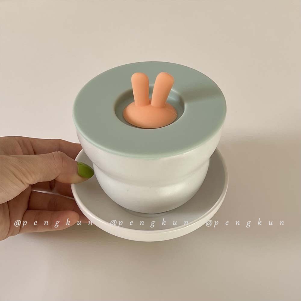 Nắp Đậy Cốc Trà Bằng Silicone Chống Bụi Chống Rò Rỉ Hình Tai Thỏ Đáng Yêu