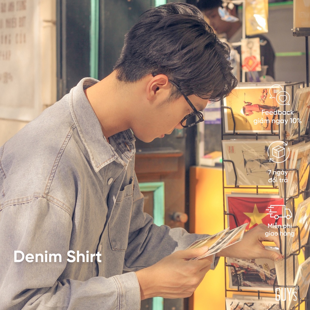 Áo Sơ Mi Denim Shirt GUY's Closet, Thiết kế trẻ trung, hiện đại, Chất liệu dày dặn, Nhiều màu