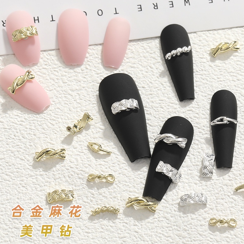 Phụ Kiện Trang Trí Móng Tay Nghệ Thuật Thắt Dây Bện Bằng Hợp Kim Thời Trang