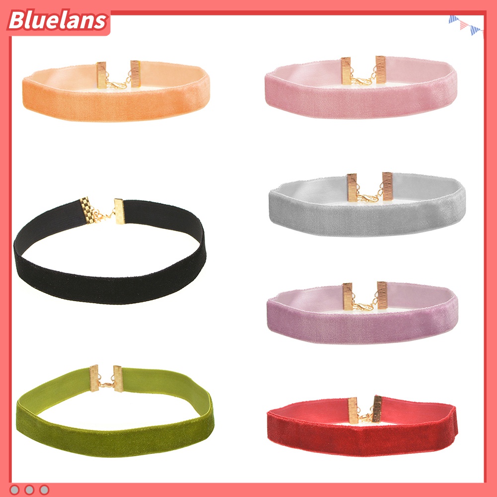 Vòng Cổ Choker Bằng Nhung Mềm Màu Trơn 48h Phong Cách Gothic Dành Cho Nữ