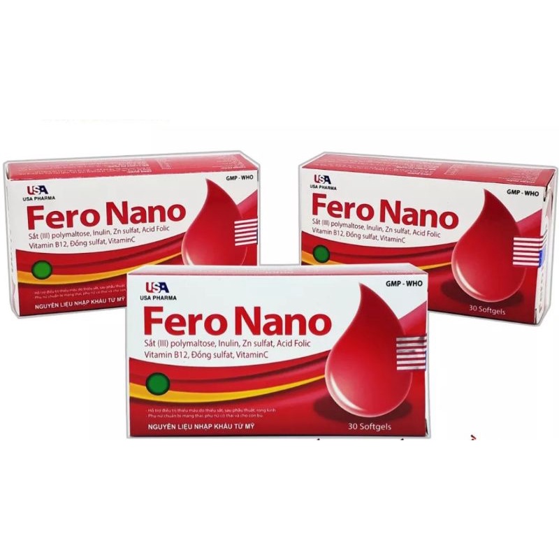 FERO NANO,viên uống bổ sung sắt ,vitamin và khoáng chất,hỗ trợ giảm nguy cơ thiếu máu do thiếu sắt