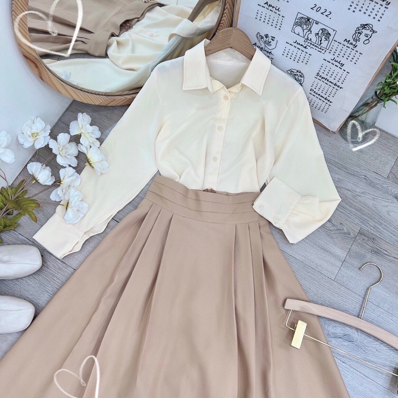 Set áo lụa + chaâ váy xòe dài