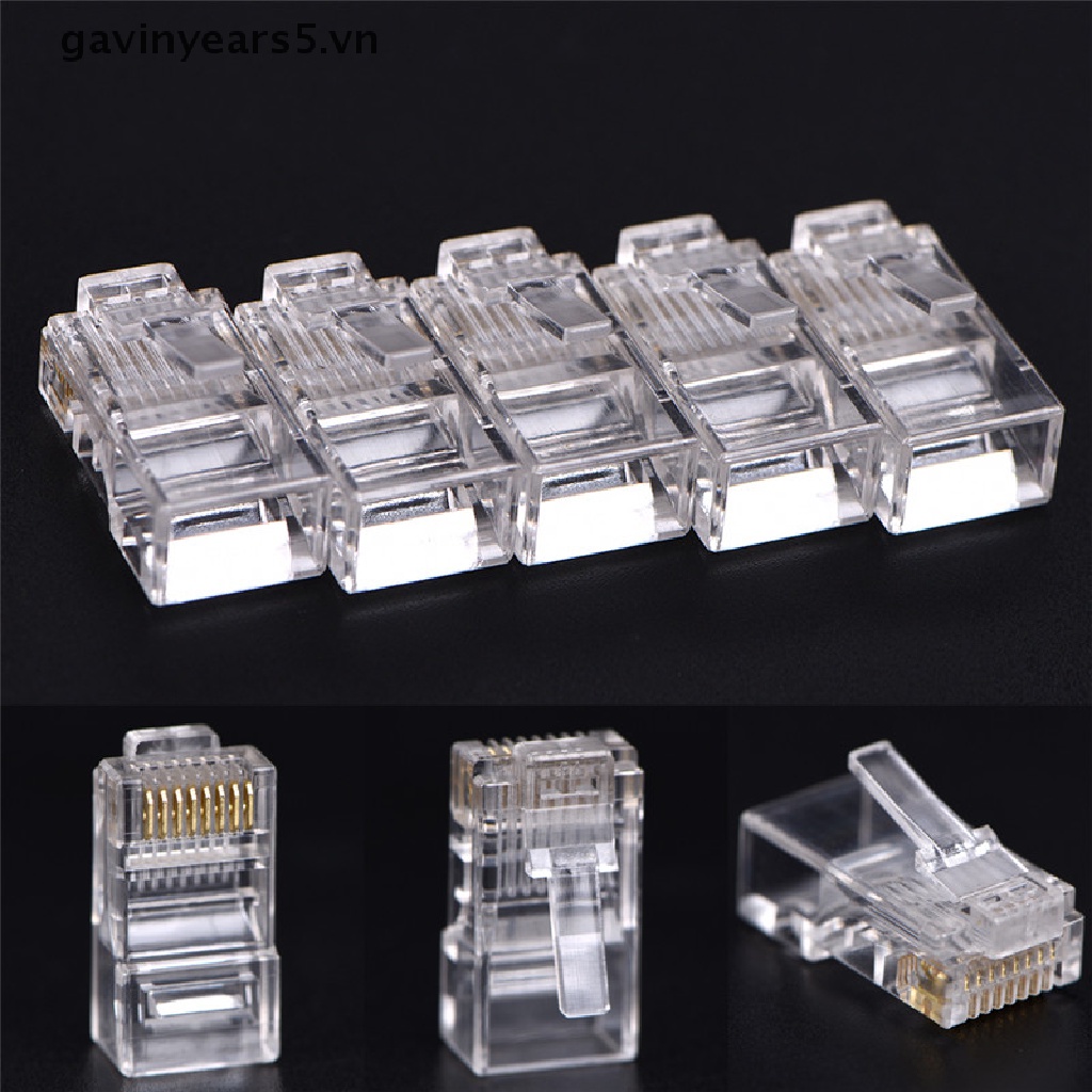 Bộ 50 Đầu Nối Mạng Pha Lê RJ45 CAT5 8P8C Chuyên Dụng Cho Máy Tính