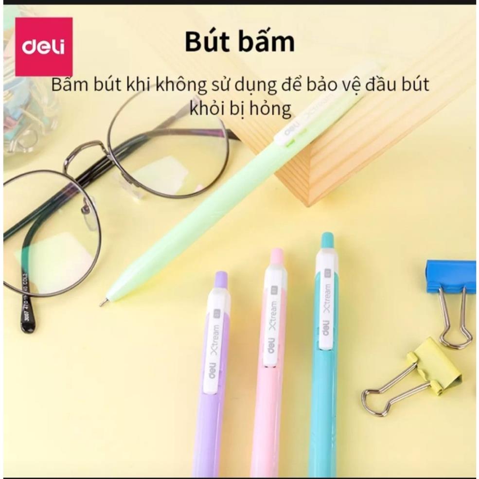 Bút bi bấm mực xanh ngòi 0.7mm - DELI Q03336