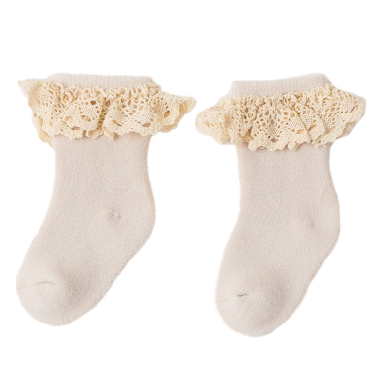 Vớ Cotton Mềm Dày Dặn Chống Trượt Phối Ren Thời Trang Thu Đông Cho Bé Sơ Sinh