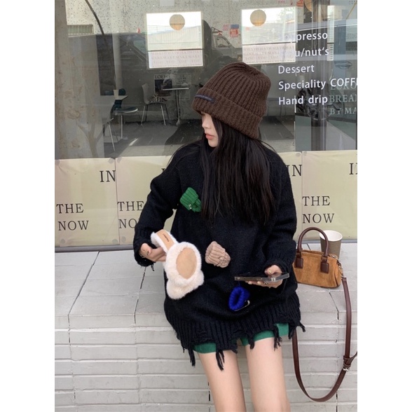 Áo len ghim mũ freesize