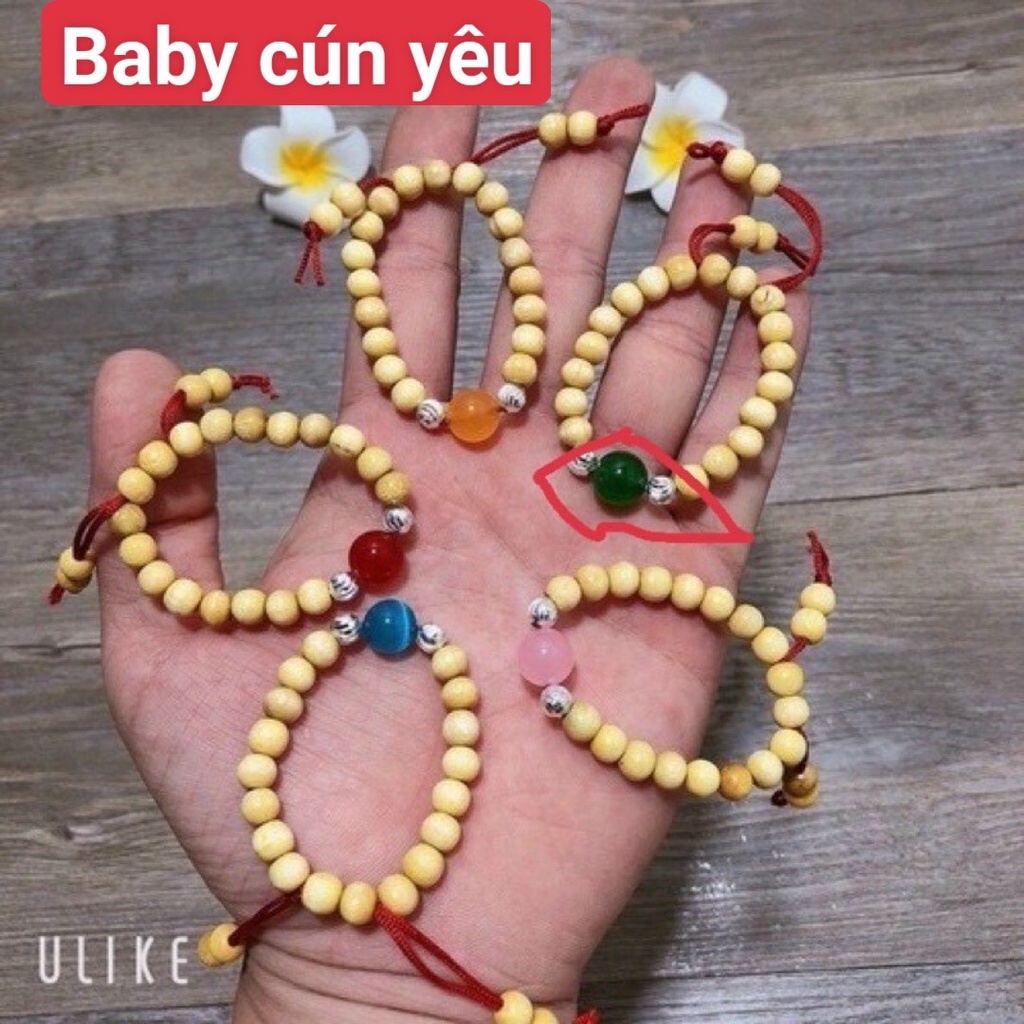 Vòng dâu tằm mix bạc và đá cho bé