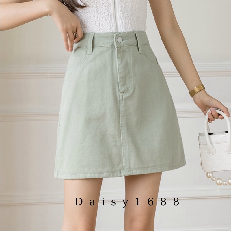 Chân Váy Jean Denim Chữ A Màu Xanh Pastel Siêu Xinh Chất Đẹp Daisy1688