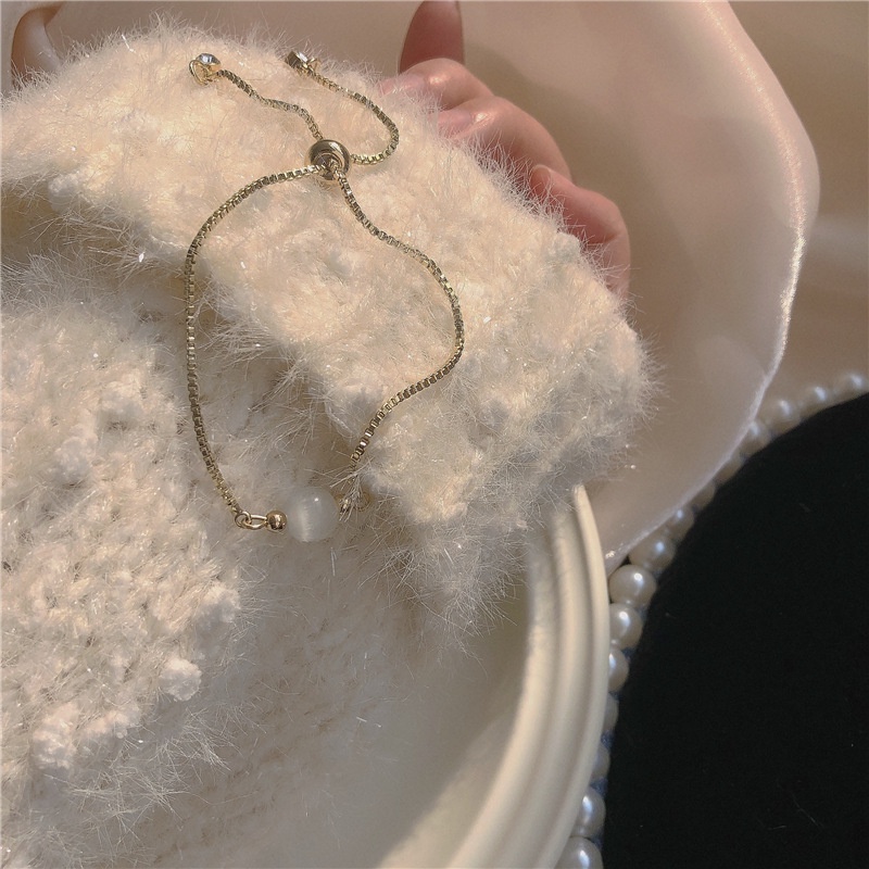 Vòng Tay Chuỗi Hạt Tròn Màu Trắng Phong Cách Hàn Quốc Sang Trọng Thời Trang Cho Nữ