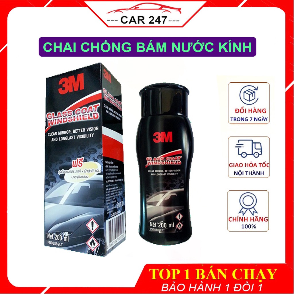 Chai chống bám nước trên kính xe 3M Glass Coat Windshield 08889 LT 200ml