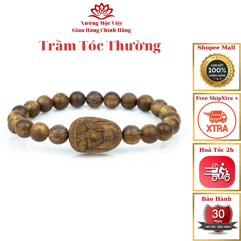 Vòng Tay Trầm Hương Mix Tượng Phật Xưởng Mộc Việt - Size 8 - 10 mm Trầm Tốc Thường Dành Cho Nam Nữ