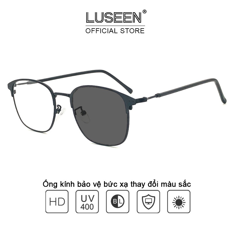 LUSEEN kính đổi màu khi ra nắng kính chống ánh sáng xanh thời trang cho nam nữ AG2206