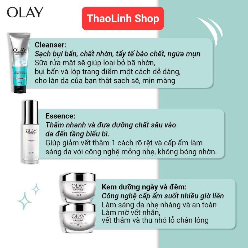 Combo Kem dưỡng OLAY Luminous Dưỡng Sáng Da Ngày Và Đêm 50G (Chính hãng)