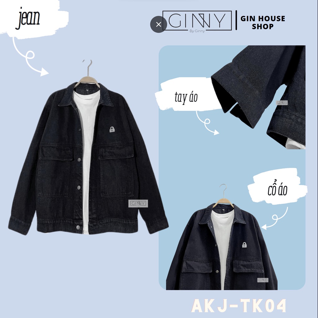 Áo khoác jean The Lock TK-04 trẻ trung năng động phong cách Hàn Quốc | Gin House Shop