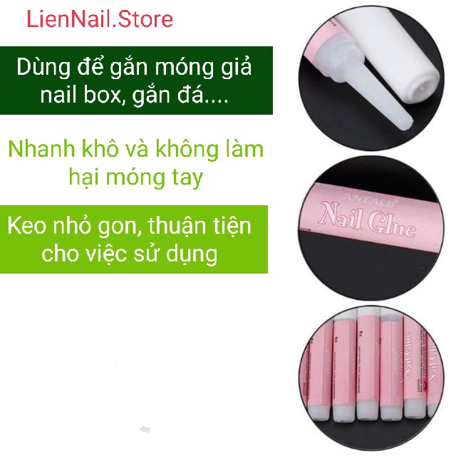 Keo mini dán móng giả, nail box ,tuýp nhỏ 2g,Sét 10 lọ