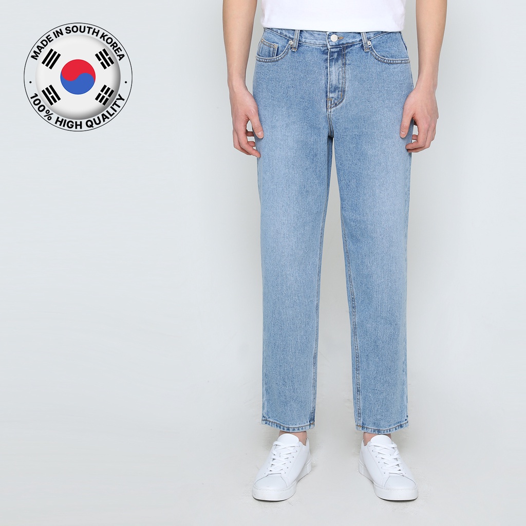 (S ~ Xl) Quần Denim Ống Côn Vừa Vặn 100% Sản Xuất Tại Hàn Quốc / Vừa Vặn / Thắt Lưng Giữa / 4 Kích Cỡ - S, M, L ,XL / Cotton 100%
