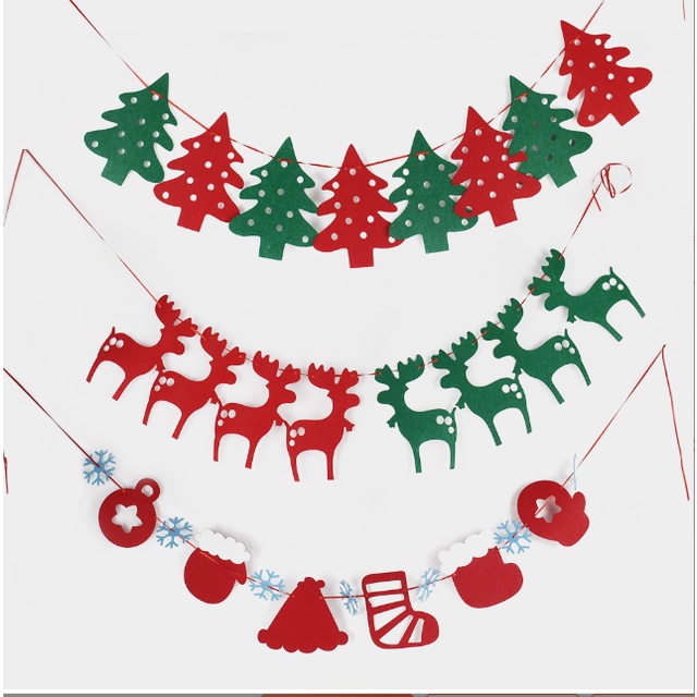 Dây cờ treo Giáng Sinh Ông Già Noel Merry Chiristmas