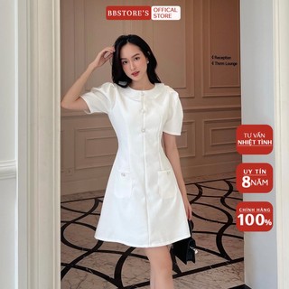 Bbstore's đầm xoè nút bọc hai túi thời trang đi tiệc đi làm -d1256