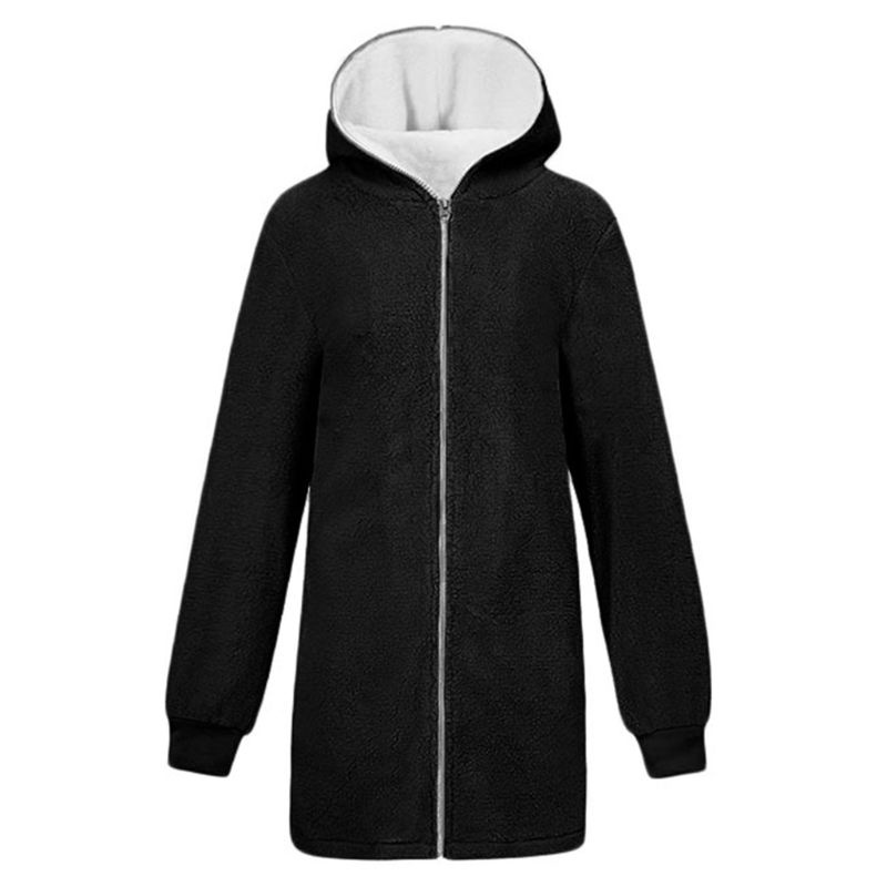 Áo Khoác Giả Lông Cừu Dày Dặn Tay Dài Có Khóa Kéo Thời Trang Mùa Đông Cho Nữ Plus Size