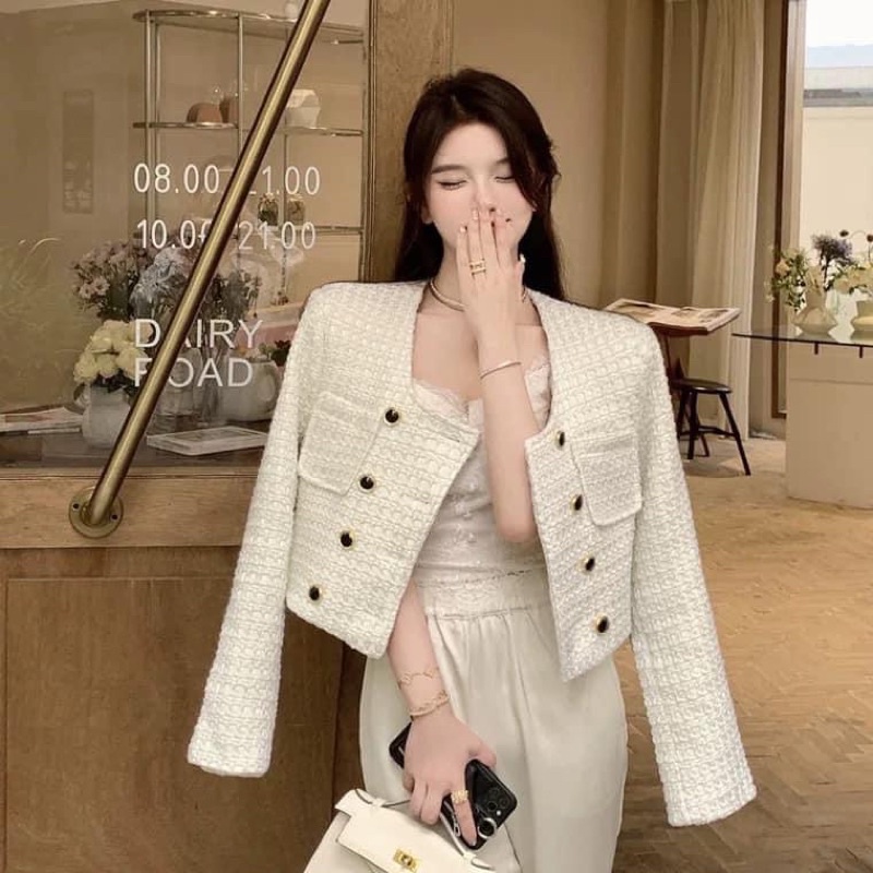 Áo khoác dạ tweed mẫu mới nhất bên Trung
