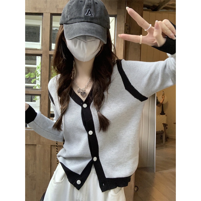 ZHELIHANGFEI Áo Khoác Len Cardigan Tay Dài Cổ Chữ V Thời Trang Cho Nữ