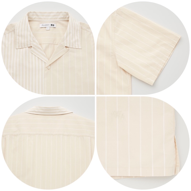 Áo sơ mi nam cộc tay cổ bẻ kẻ sọc thời trang, trẻ trung JWanderson của Uniqlo