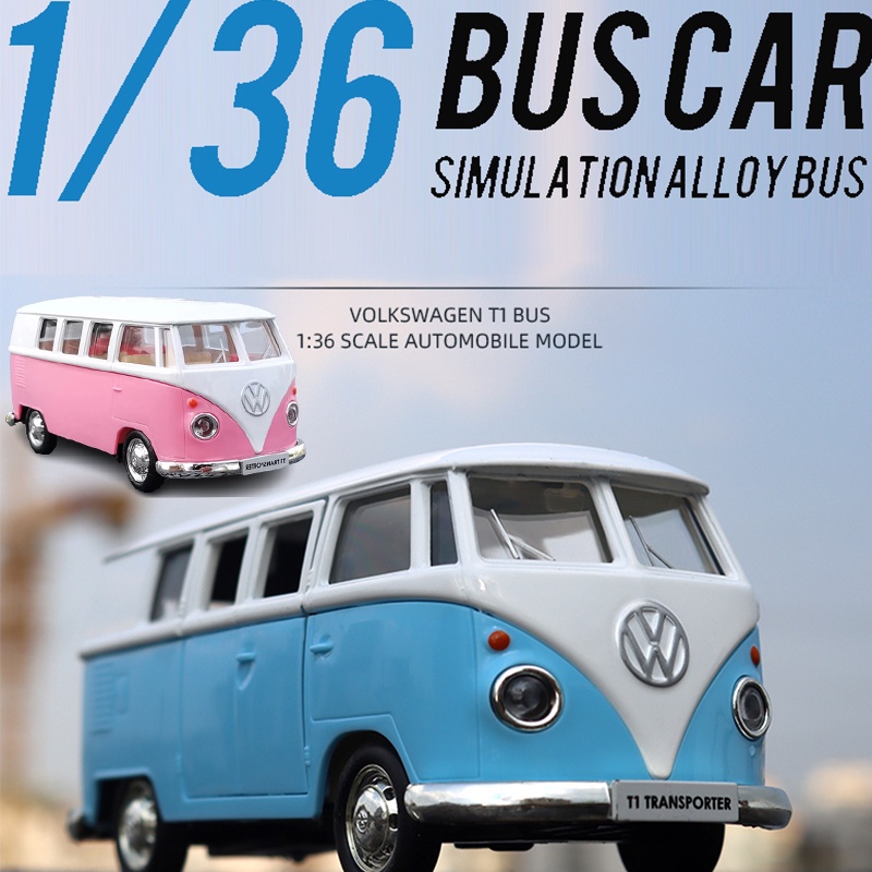 2 Colour Volkswagen T1 Bus Model Pull Back Car Figure Simulation Toys For Kids Boys Girls Baby Birthday Gift