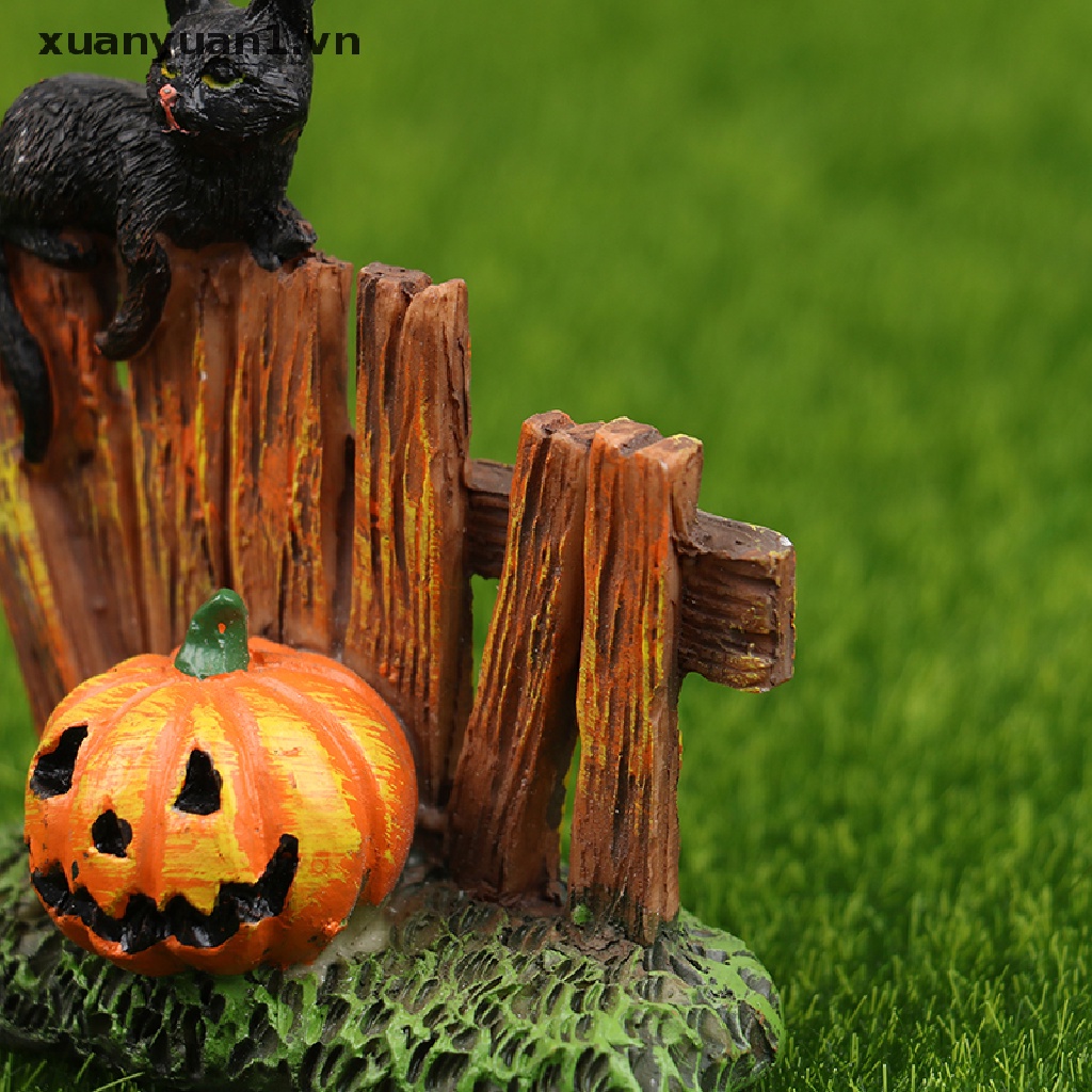 1 Hàng Rào Nhựa Hình Mèo Đen Bí Ngô Ma Trang Trí Lễ Halloween