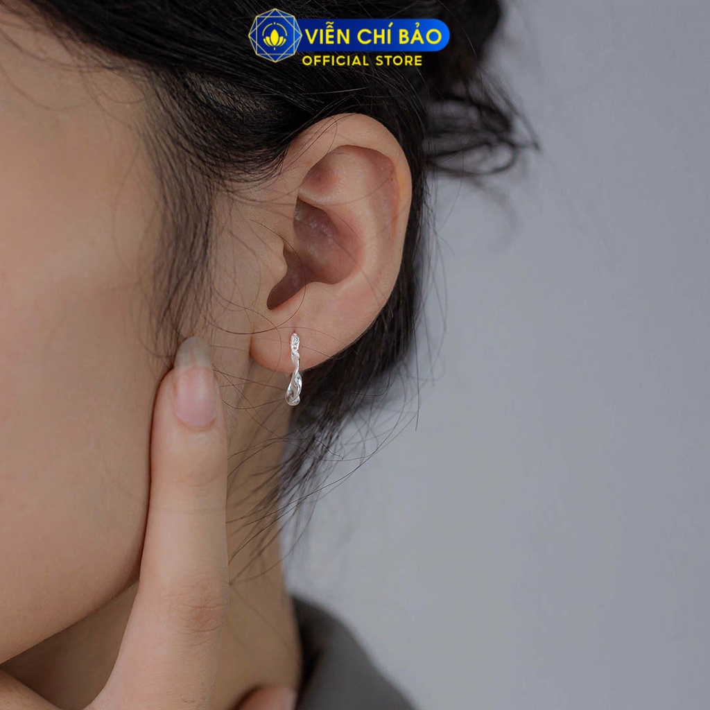 Bông tai bạc nữ sóng lượn chất liệu bạc 925 thời trang phụ kiện trang sức Viễn Chí Bảo B400775