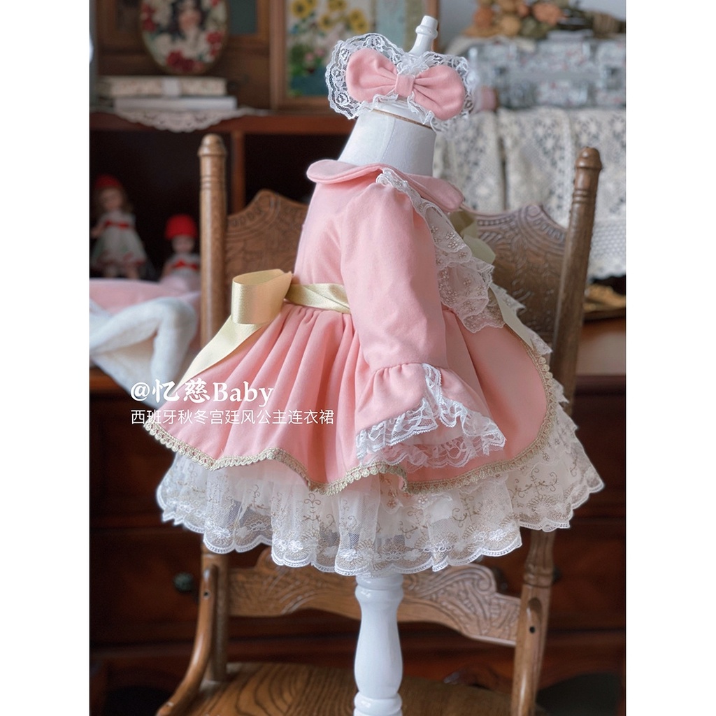 Đầm Lolita Vải Nhung Thời Trang Thu Đông Cho Bé Gái