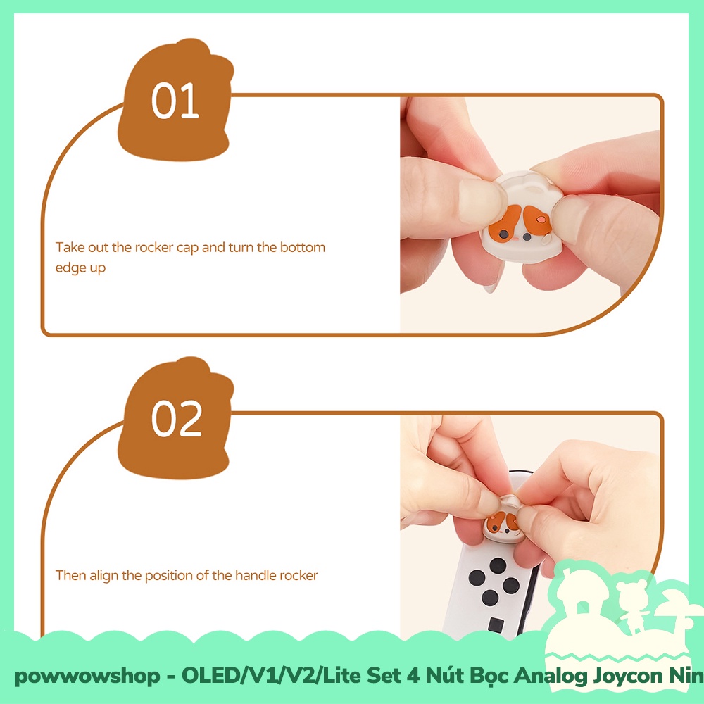 [Sẵn VN - Hỏa Tốc] Oled/V1/V2/Lite Set 4 Bọc Nút Analog Joycon Cho Máy Game Cầm Tay Nintendo Switch Mẫu Dog Housing