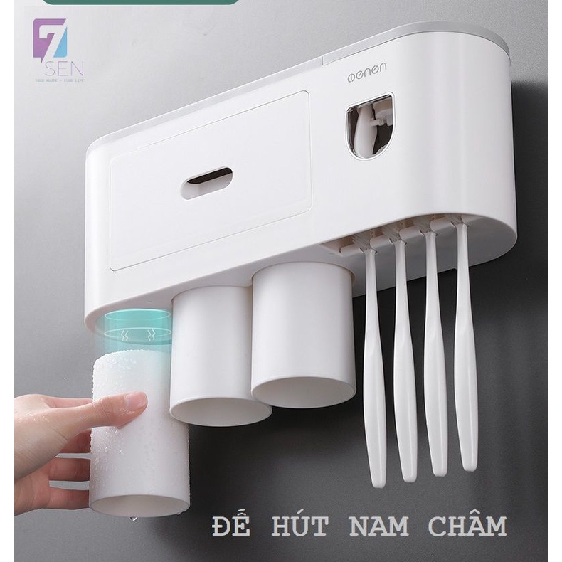 Kệ Để Bàn Chải Dán Tường Phòng Tắm, Kệ Nhả Kem Đánh Răng - Loại Cốc Tự Hút ( Tặng Kèm Miếng Dán )