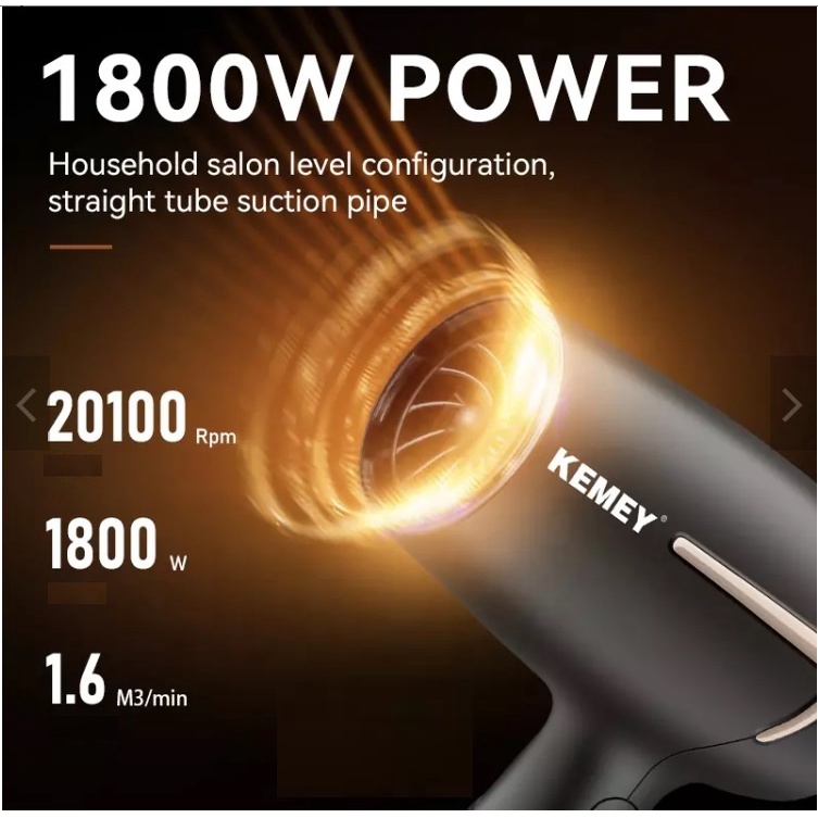 Mấy Sấy Tóc Kemei Gấp Gọn 3 Tốc Độ Sấy Kemey KM 6834