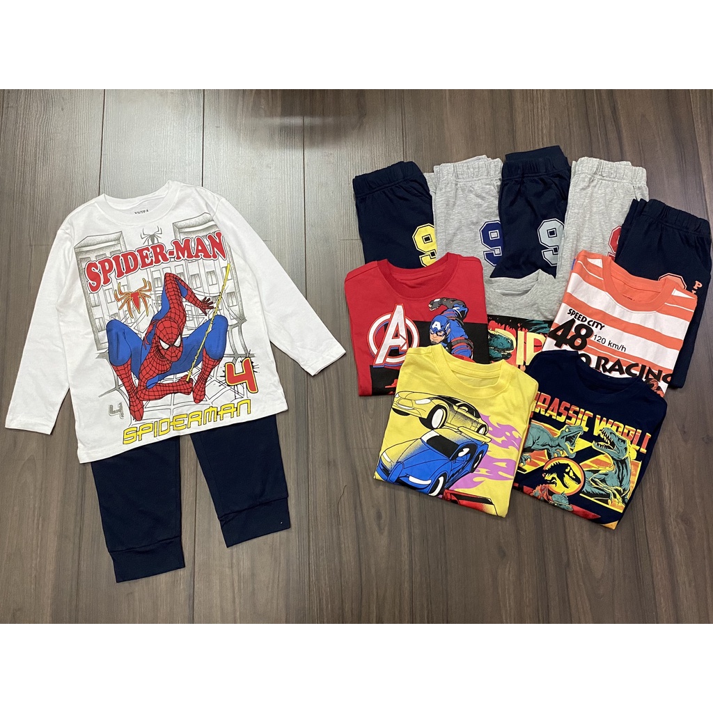 Bộ cotton dài tay place in hình cho bé trai dòng đại