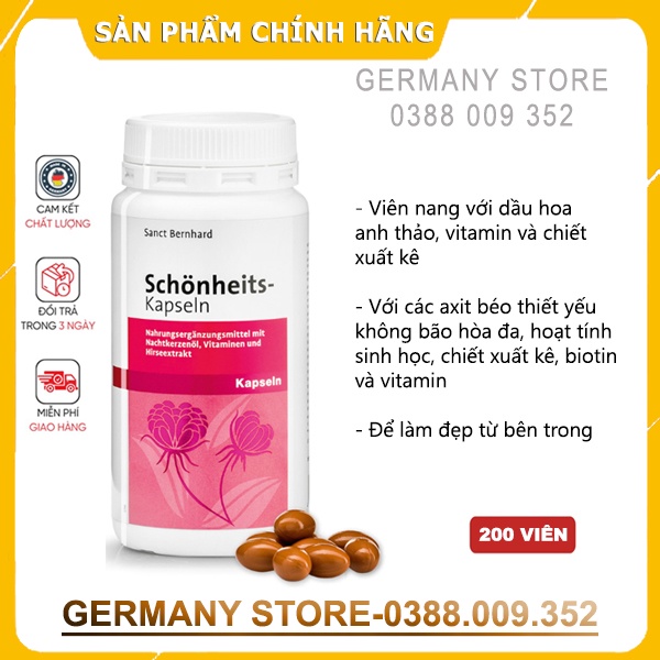 Viên uống đẹp da tinh dầu hoa anh thảo Sanct Bernhard Schonheits