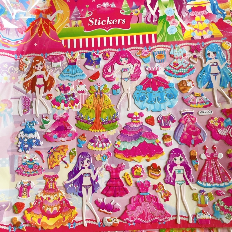 Sticker dán 3D cao cấp thay đồ cho công chúa cùng nhiều phụ kiện siêu xinh