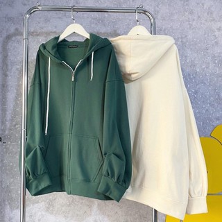 Áo hoodie zip nam nữ lót nỉ có khoá kéo áo khoác form rộng trơn nhiều màu SIB027