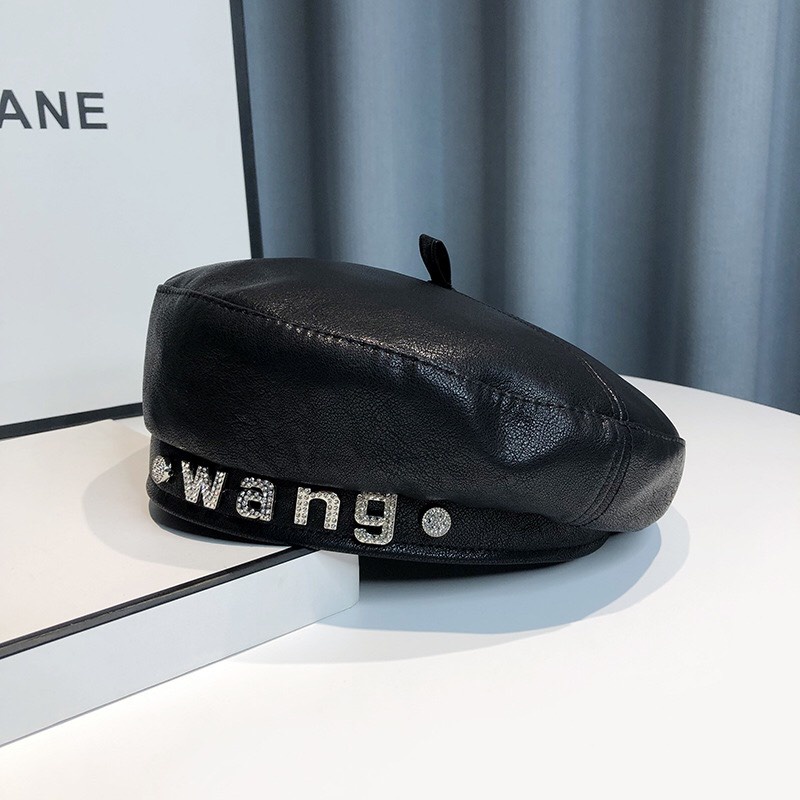 Nón Mũ nồi da chữ WANG đính đá hàng cao cấp loại 1