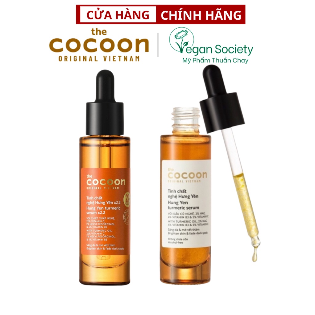 Tinh Chất Nghệ Hưng Yên Cocoon Hung Yen Turmeric Serum 30ml / x2.2 (serum) với 22% vitamin C sáng da chuyên sâu