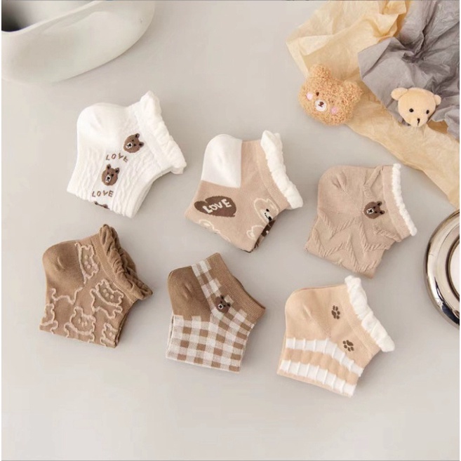 Set 6 đôi tất nhún cổ bèo dễ thươngFREESHIPTất cổ ngắn nữ, vớ nữ cổ bèo chất vải cotton co giãn bốn chiều thoáng khí