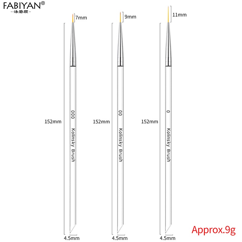 Bộ 3 cây cọ vẽ móng trang điểm móng tay Fabiyan bằng acrylic chuyên dụng