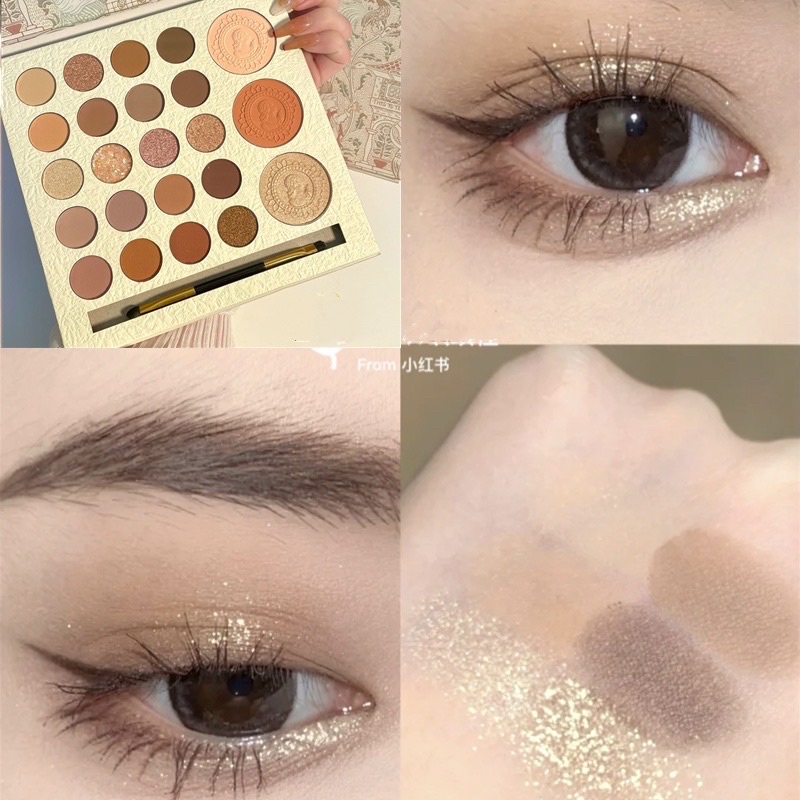 Phấn mắt Ershiqi 23 ô kết hợp má hồng kèm cọ - phấn mắt nội địa trung